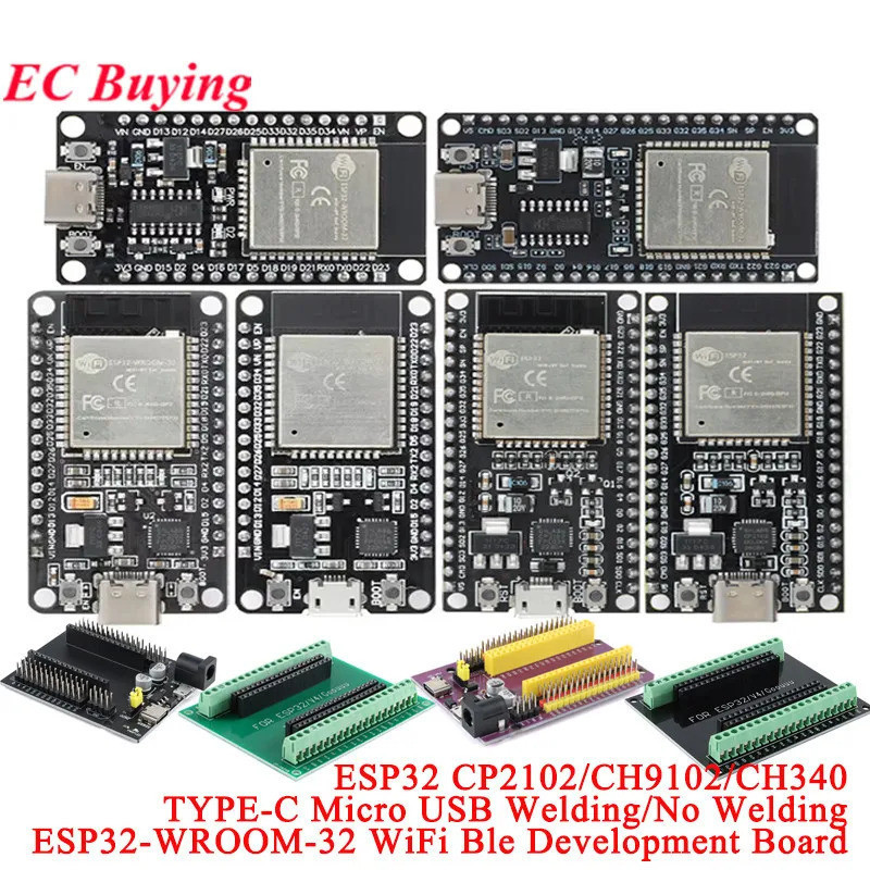 Bảng phát triển ESP32 WROOM-32 TYPE-C Micro-USB CH340C / CP2102 CH9102 WiFi + Bluetooth Mô-đun không