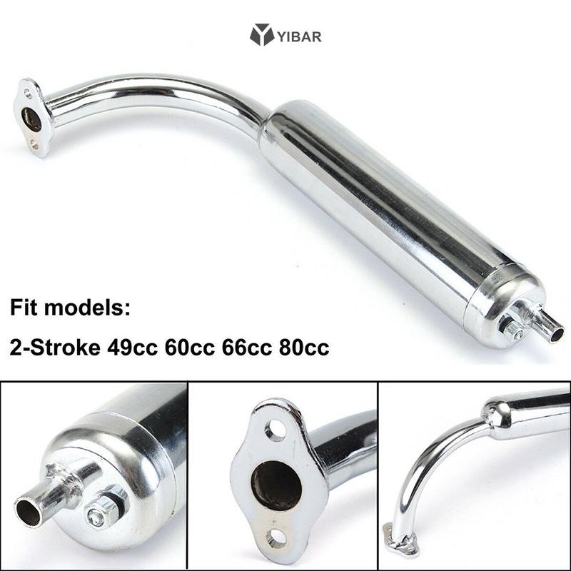 YIBAR Chrome Giảm Thanh Ống Xả Xe Đạp Cơ Giới 2 Phím 49cc 60cc 66cc 80cc Mới
