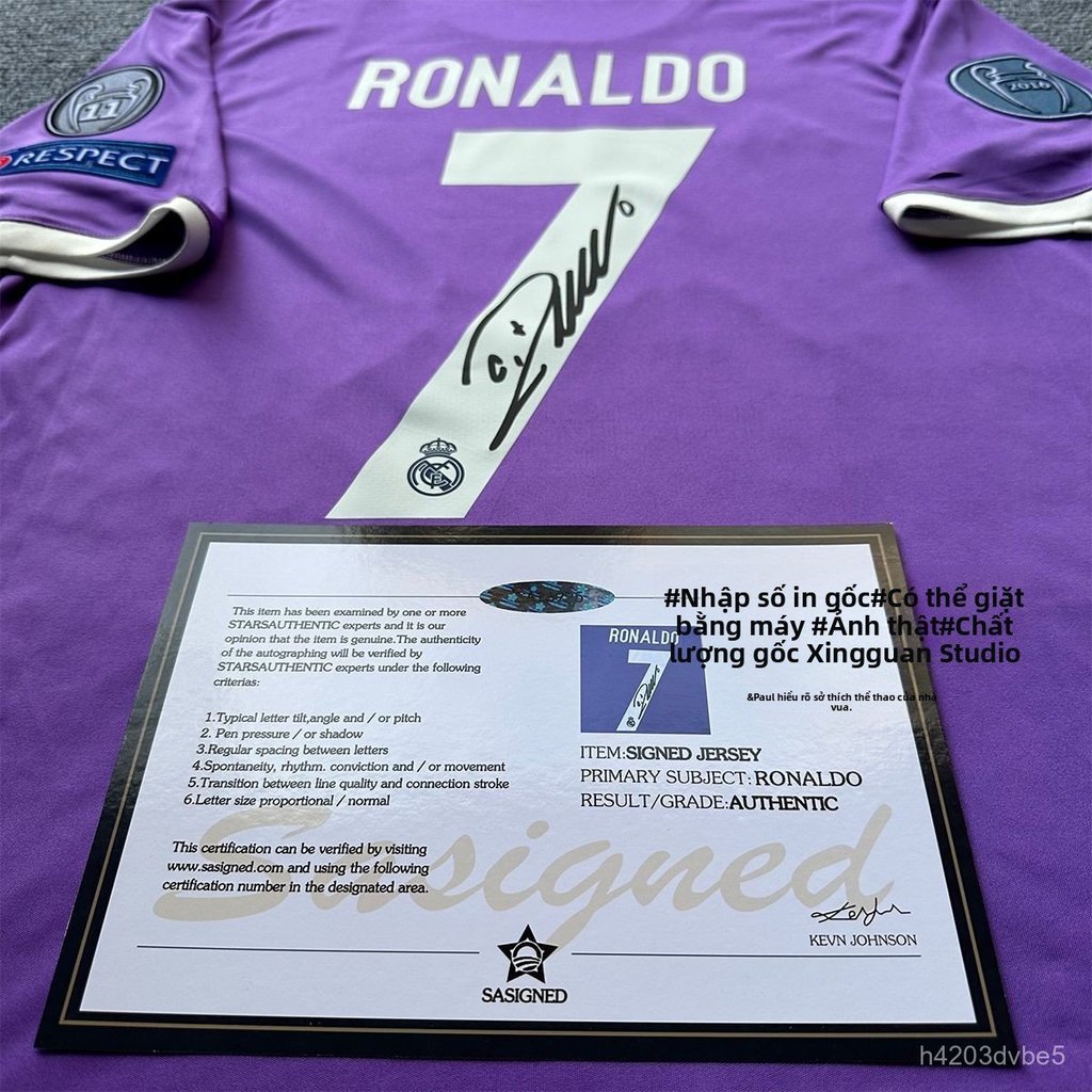 Áo đấu có chữ ký Real Madrid sân khách 2016-2017 Ronaldo bản fan cao cấp