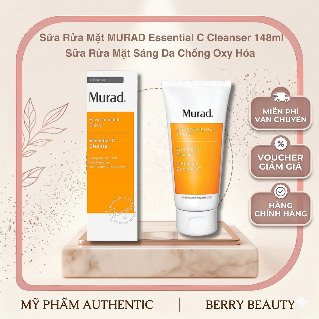 [HÀNG CÔNG TY]  Sữa Rửa Mặt MURAD Essential C Cleanser 148ml | Sữa Rửa Mặt Sáng Da Chống Oxy Hóa