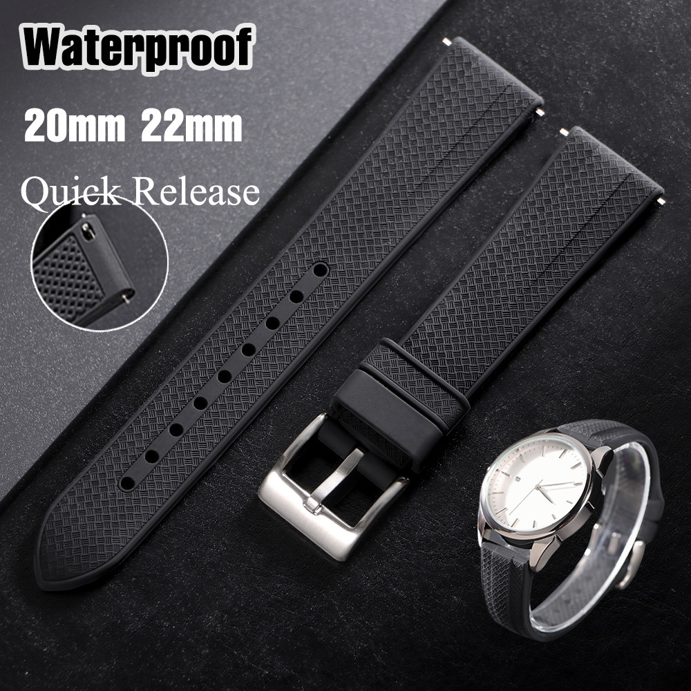 Dây đeo đồng hồ họa tiết lưới silicon 20mm 22mm Phát hành nhanh chống nước Diver Watch Band Mềm mại 