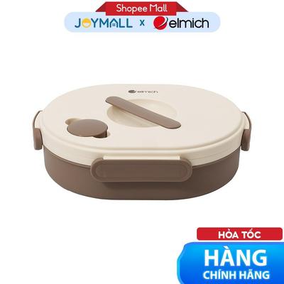 Hộp Cơm Inox 304 Elmich EL1397 1.3L, Hàng Chính Hãng, 4 Ngăn, Kèm Muỗng Đũa, Bát 200ml - JoyMall
