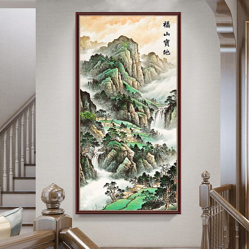 Vertical decorative painting for corridor and staircase, Chinese style mural tb9tt Purple aura comin