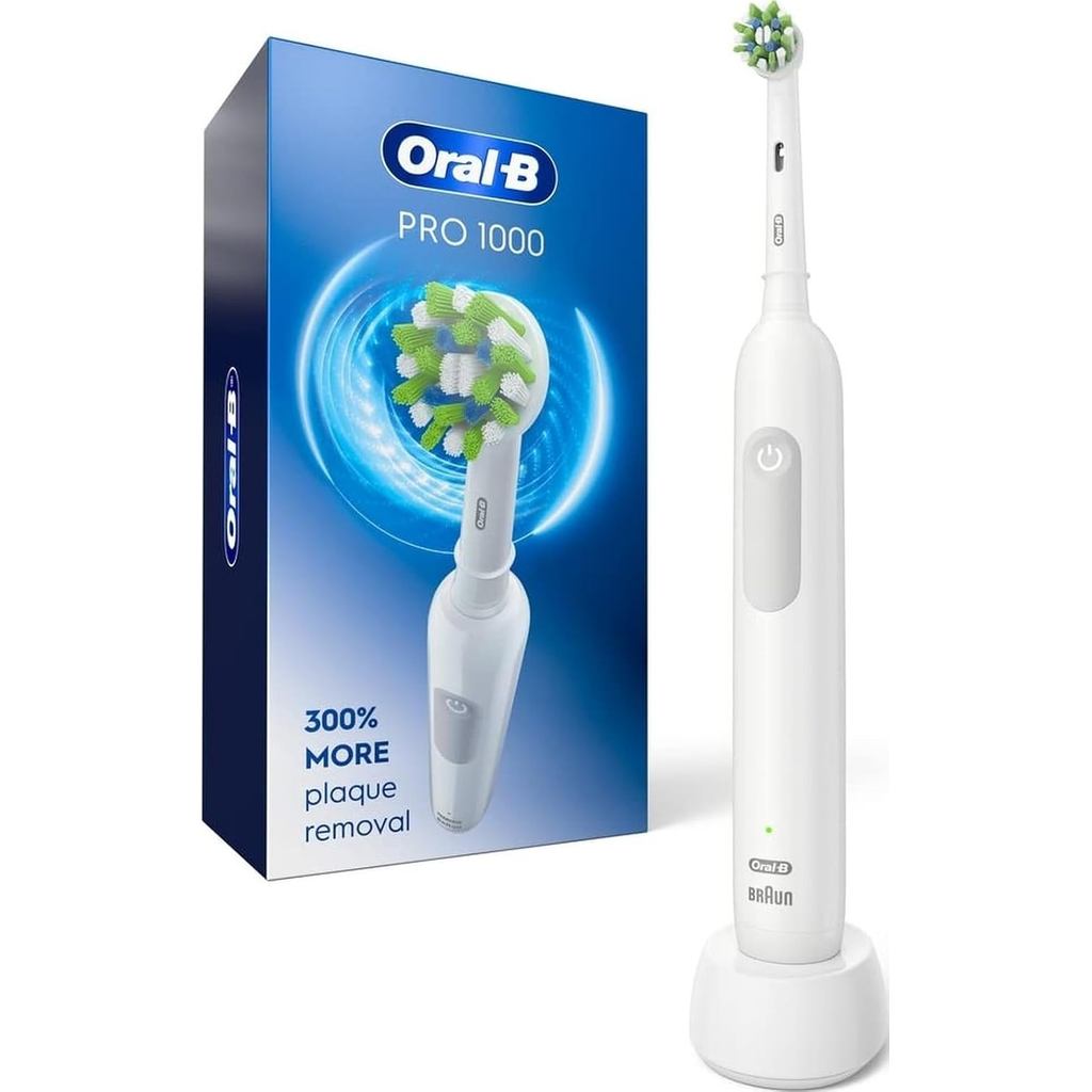 Bàn chải đánh răng điện có thể sạc lại Oral-B Pro 1000, màu trắng