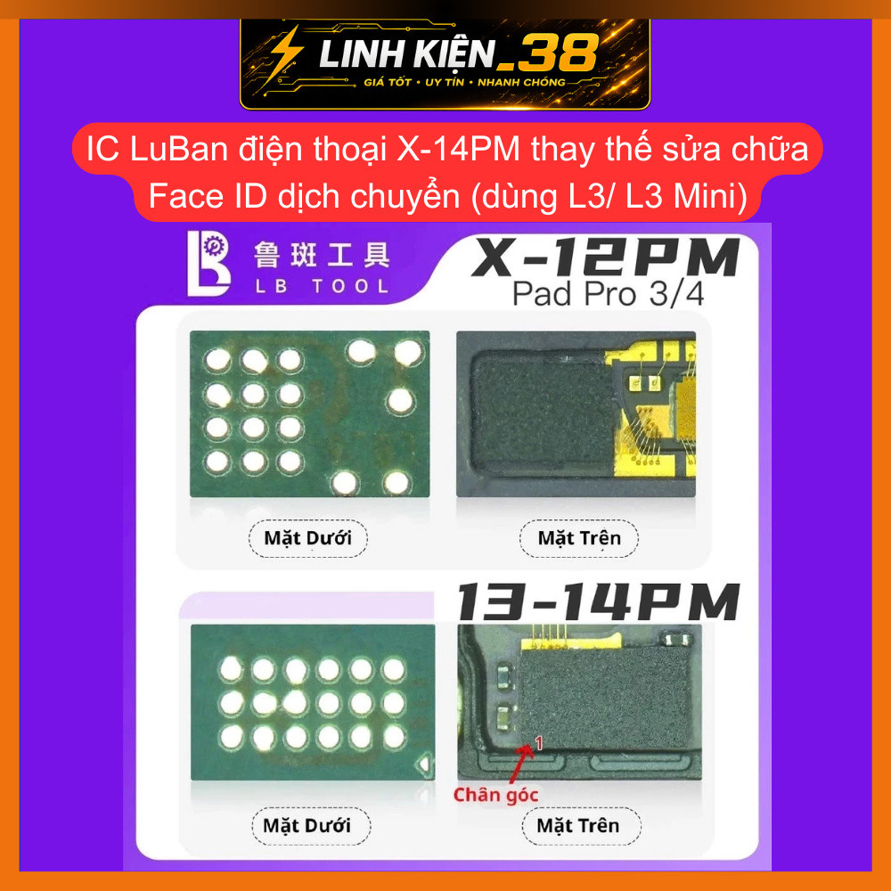 IC LuBan điện thoại X-14PM thay thế sửa chữa Face ID dịch chuyển (dùng L3/ L3 Mini). linhkien_38