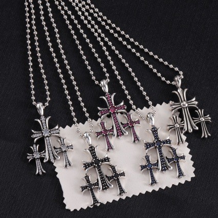 ZCO6 Chr///rts Cross sweater necklace accessory, pearl sweater chain, hip-hop jewelry, vintage jewel