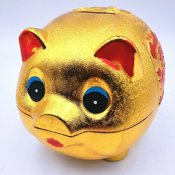 Sản phẩm mới Nhựa Big Golden Pig Piggy Bank Piggy Bank Coin Bank Đồ nội thất gia đình 5 Yuan Store N