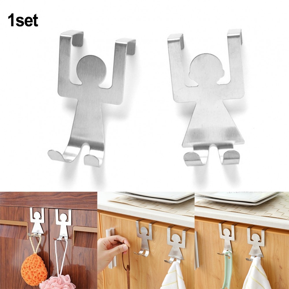 [DOLLDOLL-VN]Door Hooks Alloy Bags Cabinet Clothes Drawer Hanging Organizer Punch-Free