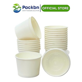 Set 50 Cốc Cừu thấp 260ml thấp, tô giấy đựng kem nắp cầu, ly giấy dùng 1 lần đựng kem