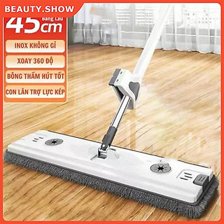 Beauty.Show Cây Lau Nhà Tự Vắt Bàn Lau Lớn 42cm Tiện Lợi Chổi Lau Nhà 3 Trong 1 Lau Khô Đa Năng Cây Lau Nhà Vắt Phẳng