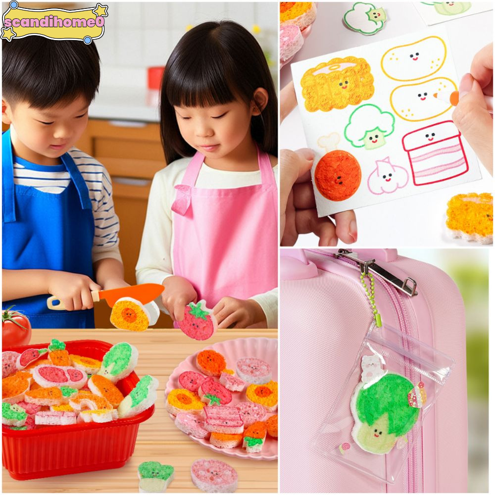 SCANDIHOME0 Đồ Chơi Thực Phẩm Lẩu, Đồ Chơi DIY Tranh Đồ Chơi Nhà Bếp, Sưng Nhiều Màu Học Tập Đồ Chơi