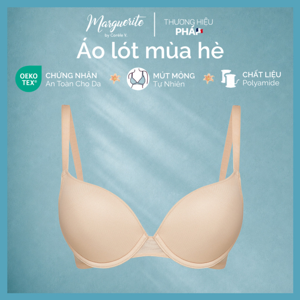 [BẢN CẢI TIẾN] Áo ngực nữ mút mỏng có gọng lưng phối lưới power-mesh nâng ngực tự nhiên, chuẩn OEKO-