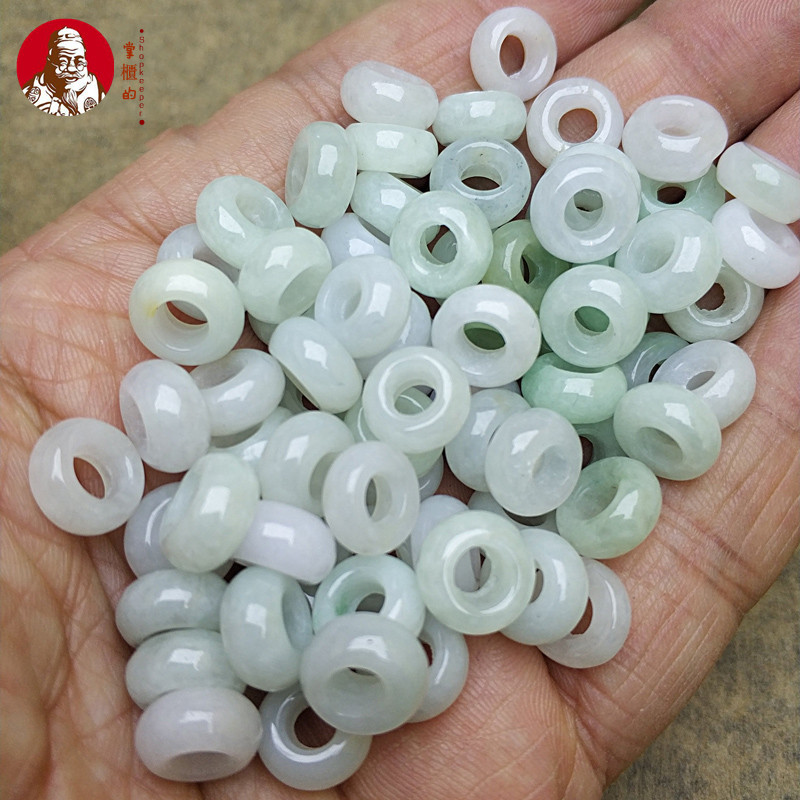 ((Giá 5 Miếng) Hàng Hóa Tự Nhiên Jadeite Ánh Sáng Xanh Lá Cây Bàn Tính Hạt Vòng Tay DIY Phụ Kiện