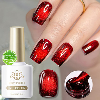  BORN PRETTY Đỏ Lấp Lánh Mắt Mèo Gel Từ Tính Sơn Móng Tay Hạt Thủy Tinh Lấp Lánh Siêu Tỏa Sáng Bán Vĩnh Viễn UV Varnish 