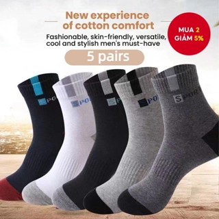 5 Gói Tất Nam Sợi Tre Crew - Thể Thao Thoáng Khí Cho Thường Ngày / Kinh Doanh / Thể Thao (Size 36-44) - Bắp Giữa Chống Ẩm Chống Mùi