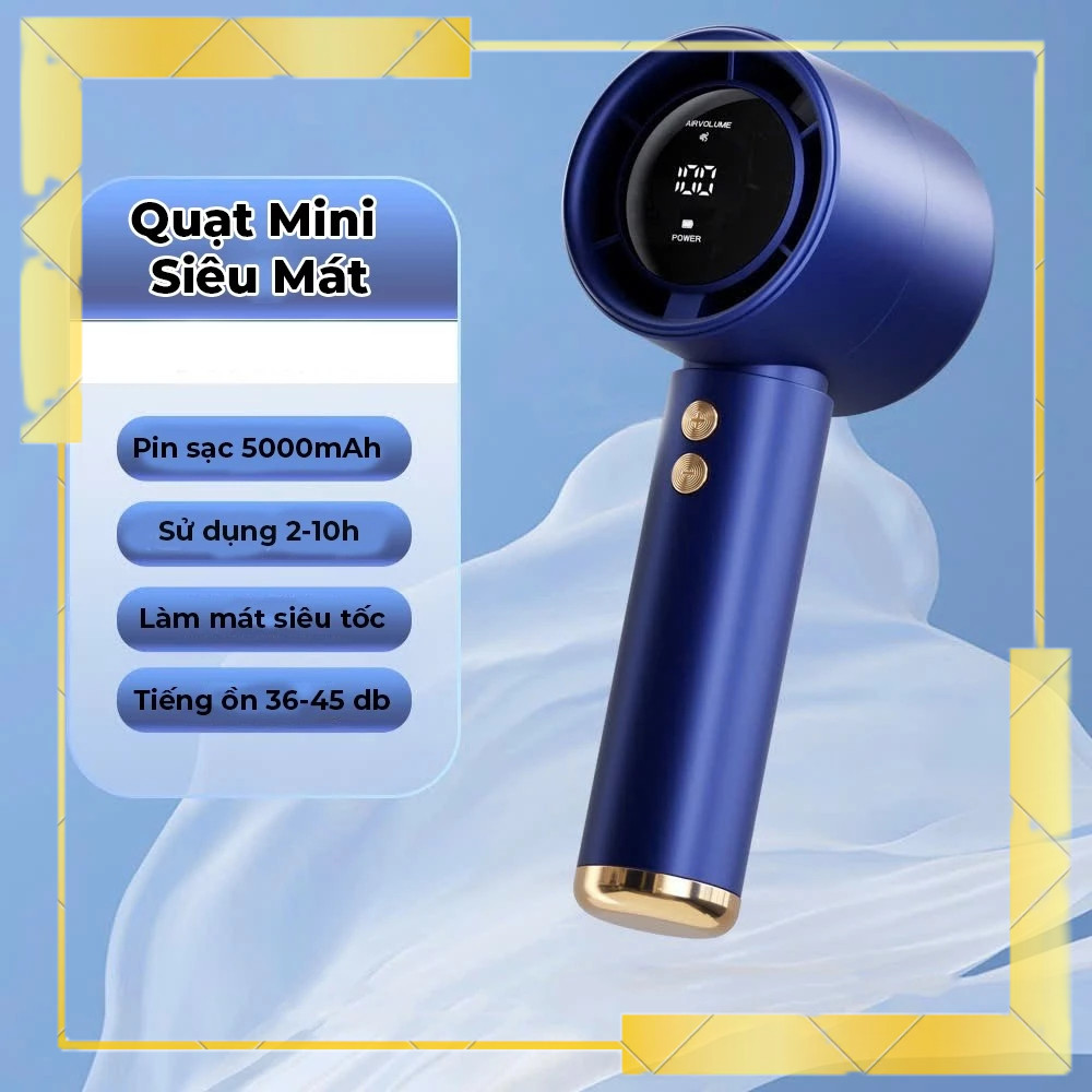 Quạt mini turbo phản lực cầm tay M2 5000mAh di động  màn hình hiển thị pin có thể sạc gió mạnh 100