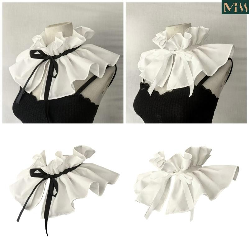 Bolero nữ với ren Victorian và cổ giả vintage, kèm khăn choàng thắt nơ