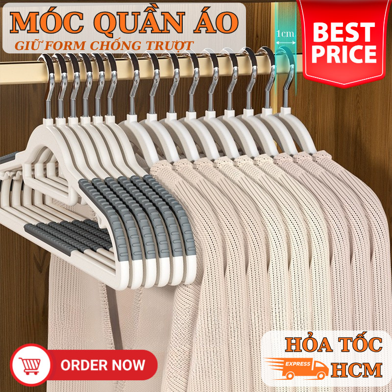 Set 10 Móc Treo Quần Áo Joful Home Cao Cấp Có Đệm Chống Trượt, Xoay 360 Đa Năng, Chịu Lực Tốt