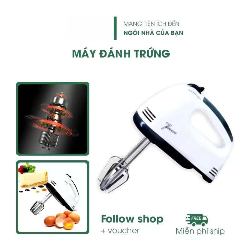 Máy Đánh Trứng - Máy Đánh Trứng Cầm Tay - Trộn Bột - Trộn Kem, Sữa, Cafe - Công Suất Cao, Nhuyễn Đều