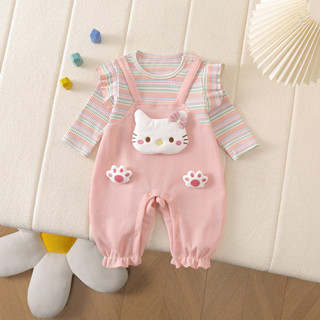  Quần Áo Cho Bé Mới Cho Mùa Thu Đông Áo Liền Quần Dài Tay Cho Bé Từ 2-28 Tháng Tuổi Làm Bằng Cotton Nguyên Chất Thoải Mái Rau Sọc Và Quần Áo Hello Kitty 