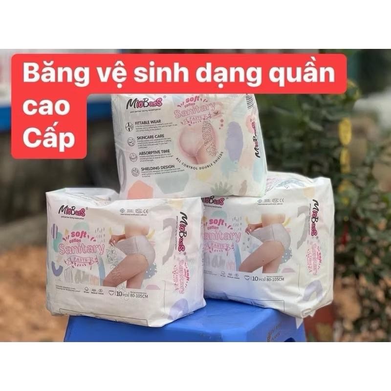 (Có che tên) 50 miếng bvs dạng quần Miobuss siêu thấm hút. Free size 45-85kg