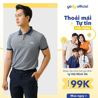 Áo POLO Nam phối cổ co giãn mềm mại thấm hút mồ hôi thương hiệu YODY APM3299