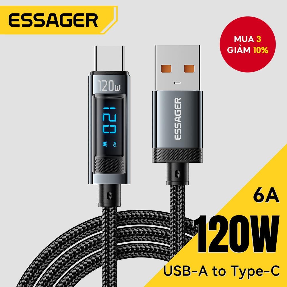 Essager 120W USB Type C Cáp Sạc Nhanh USB C Dây Sạc Cho iPhone 15 14 13 12