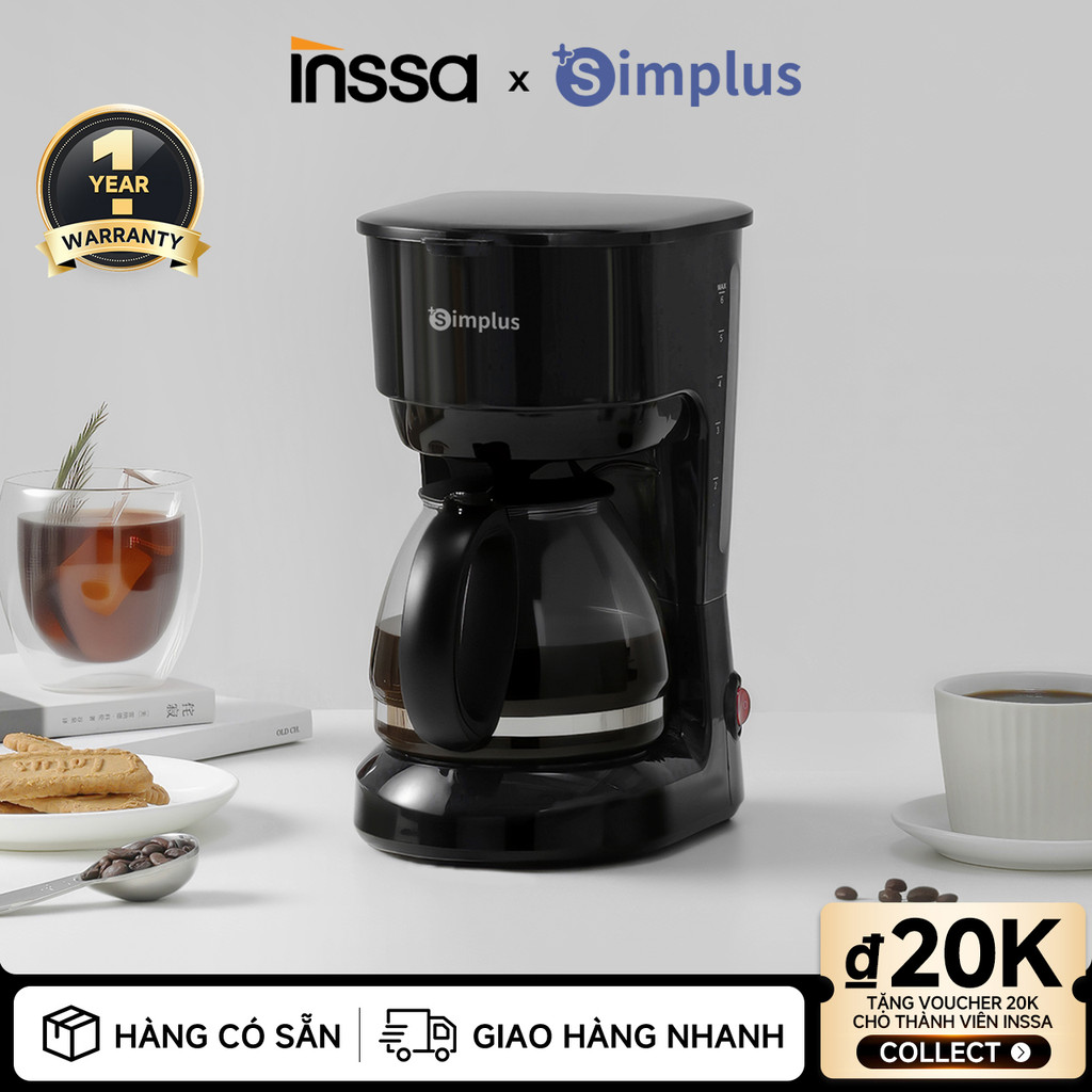 INSSA × Simplus Máy Pha Cà Phê Americano Dung Tích 750mL KFJH011 - Bảo Hành 1 Năm