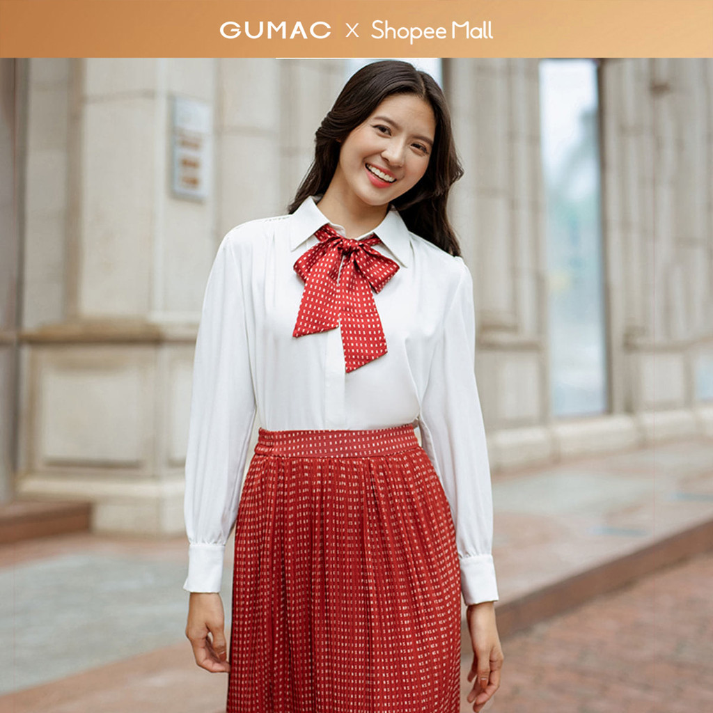 Áo sơ mi nữ GUMAC phối nơ  AD06043
