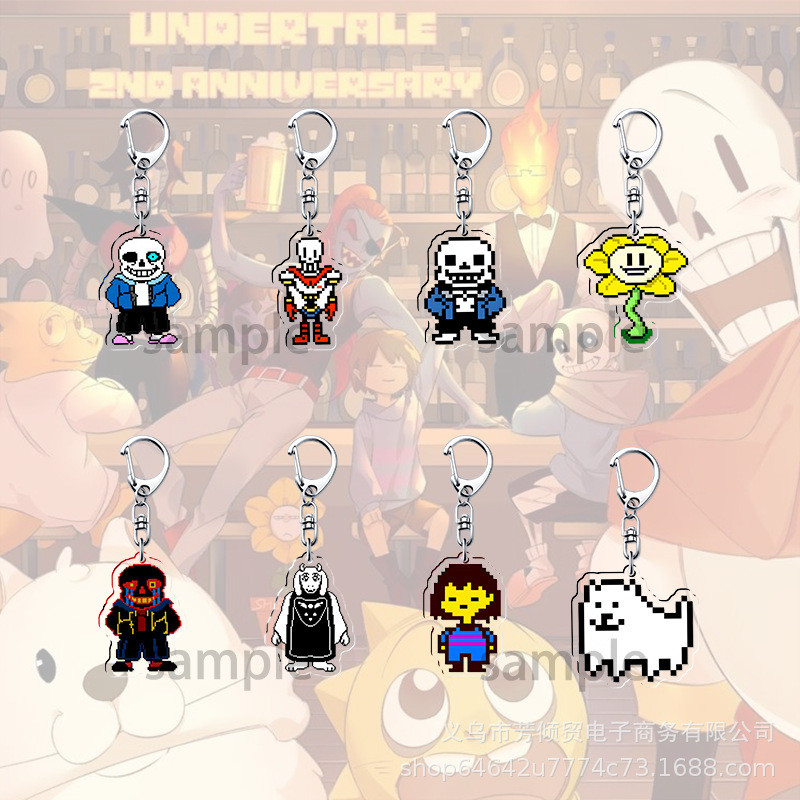 Undertale Game Pixel Keychain Cosplay Sans Flowey Papyrus Asriel Pendant Car Keychain Bag Accessorie