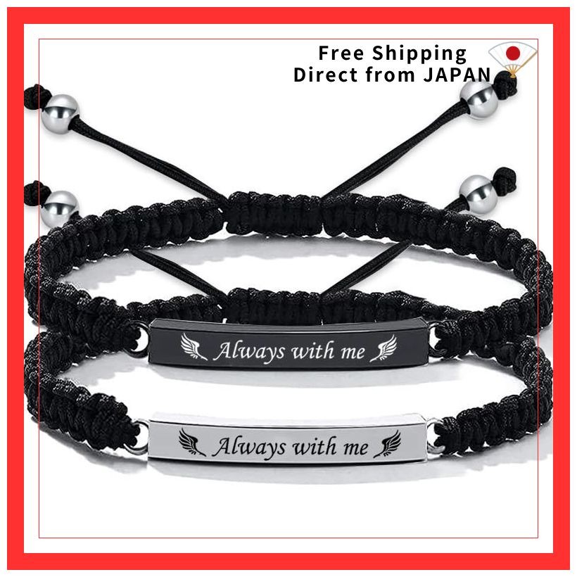 [Rockyu] Urn Bracelet Handmade Braided Cord Pair Bracelet Constant Wear Black Cord Stainless Steel H