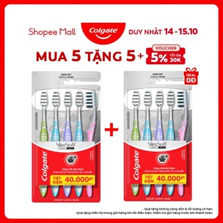 Bộ 5 Bàn chải Colgate Slimsoft Between Charcoal lông chải mềm mảnh xen sợi phủ than hoạt tính