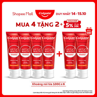 Bộ 4 Kem Đánh Răng Colgate trắng răng Optic White trắng trong 7 ngày từ khoáng núi lửa 100g