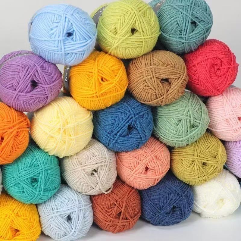 50G 4ply Sợi cotton Sữa Trọng Lượng 50 Gram Màu Pastel Dễ Đan Móc 4ply HAPPY AZ