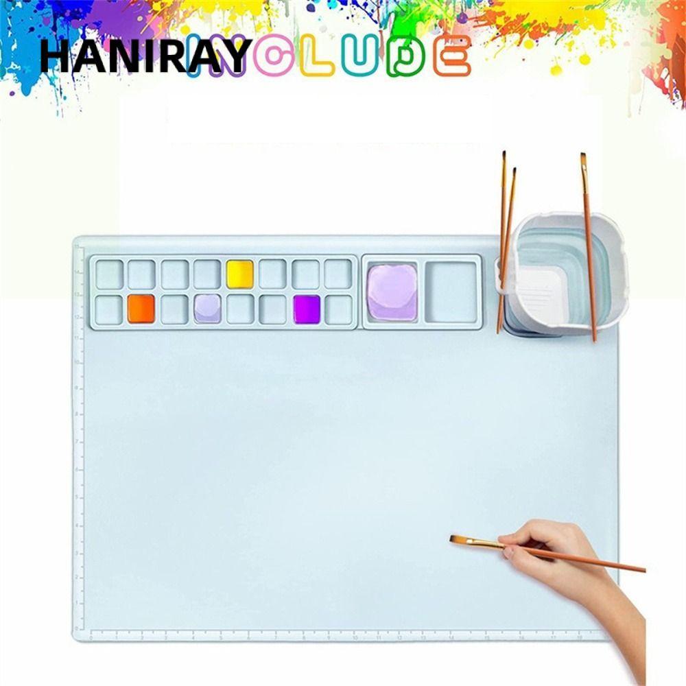Bảng vẽ silicon HANIRAY Dập màu nước Chống dính Bền DIY Ink Blending Pigment Palette