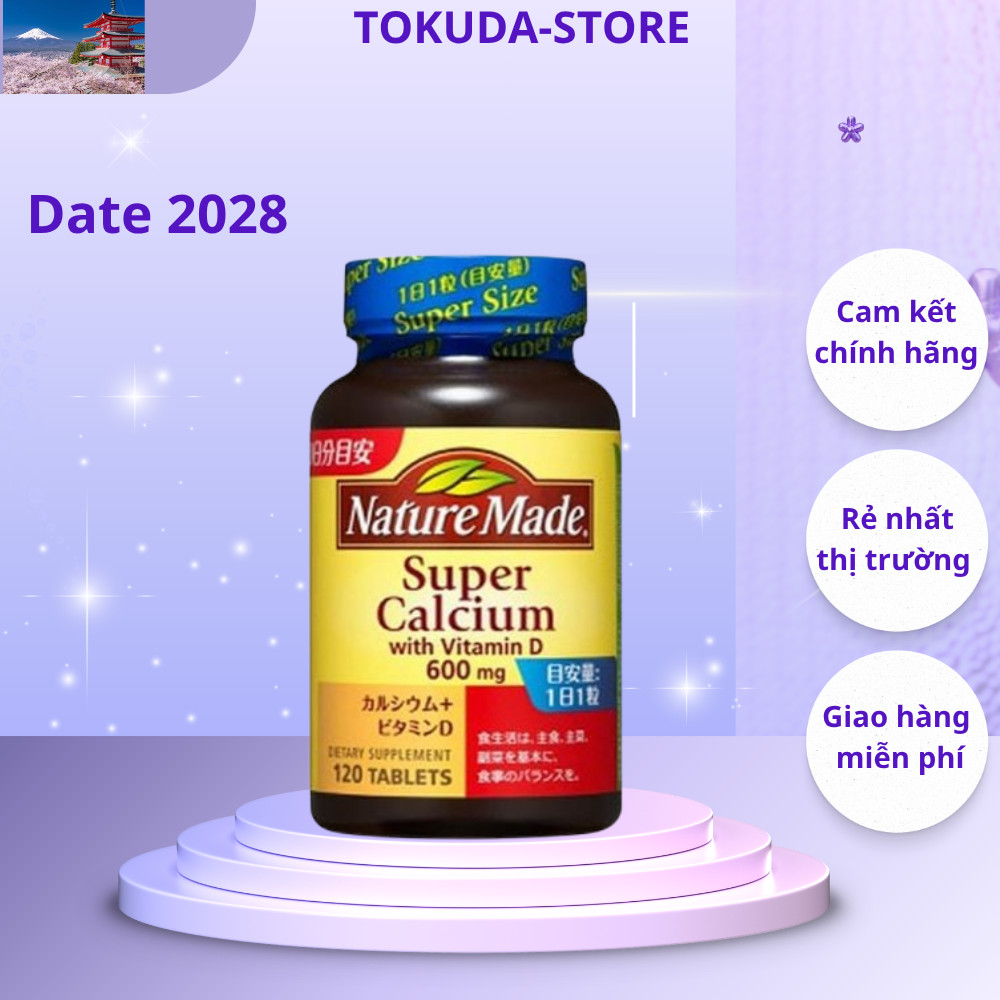 Viên uống Nature Made Super Calcium bổ sung Canxi; Vitamin D Nhật bản Hộp 120 viên.
