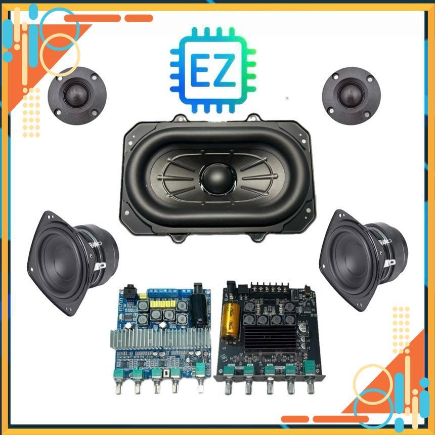 Combo tự ráp loa mạch TB21/Gemaudio 2.1 + sub, midtreble boombox 3 + treble lụa kèm tụ