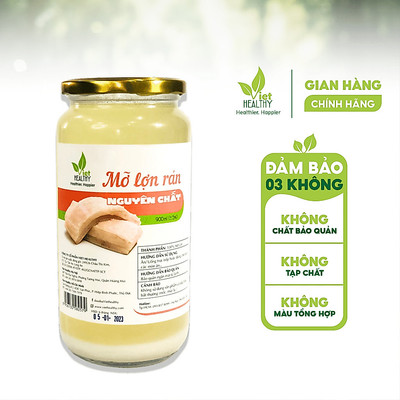 Mỡ Lợn Rán Nguyên Chất Viet Healthy - Lọ 900ml
