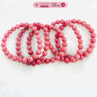 Vòng Tay Đá Tường Vi Hồng Hợp Mệnh Thổ Hoả Lắc Tay Phong Thủy Xinh Xắn - Ngọc Trai Trường Thịnh