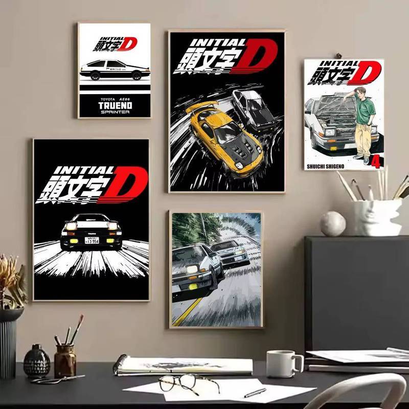 Ban đầu D Canvas Wall Art Set Anime Car Racing Poster Toyota AE86 Gallery Trang trí tường