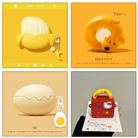 Loveyouhu Cho GOOJODOQ J201 J206 ốp tai ng Case Vỏ Tai Nghe Cá Tính Thẻ Tình Yêu Chuối Vỏ Trứng hộp 