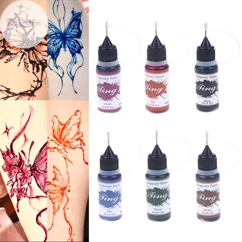K2nightFee Hình Xăm Tạm Thời Ấn Độ Henna Tattoo Ink Body Art Paint Juice Paste Nhiều Màu Bán Vĩnh Vi