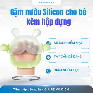   Có Hộp Đựng  Gặm Nướu Cầm Tay Silicon Siêu Mềm Hình Gấu Cho Bé 3 Tháng-3 Tuổi 
