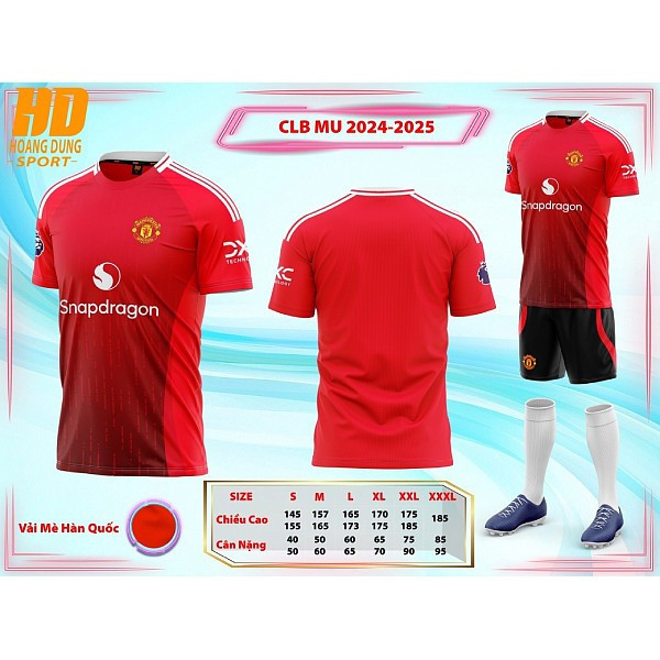 Việt Cường SPORT  - Bộ Đồ Đá Banh  MU 2025  CHẤT VẢI THUN LẠNH MÁT MỊN . Hàng siêu đẹp