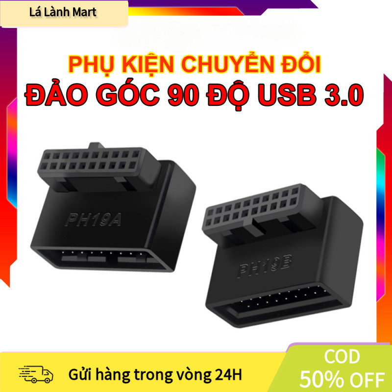 Phụ Kiện Đảo Góc 90 Độ Cổng USB 3.0 Hàng Mới, Độ Bền Cao, Chuẩn PH19A/PH19B, Giúp Gọn Dây Chống Cong