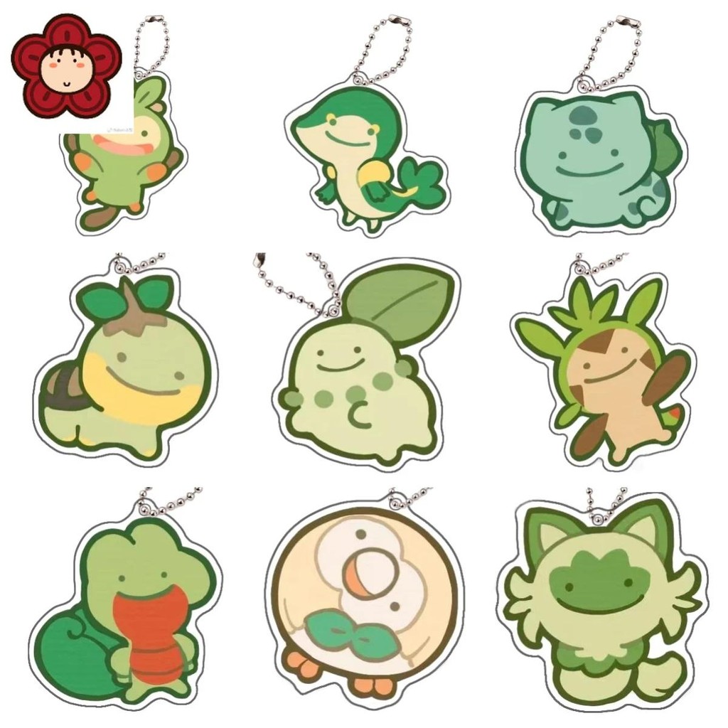 Pokemon Bulbasaur Snivy Grookey Rowlet Keychain Anime Peripheral Cute Cartoon Backpack Key