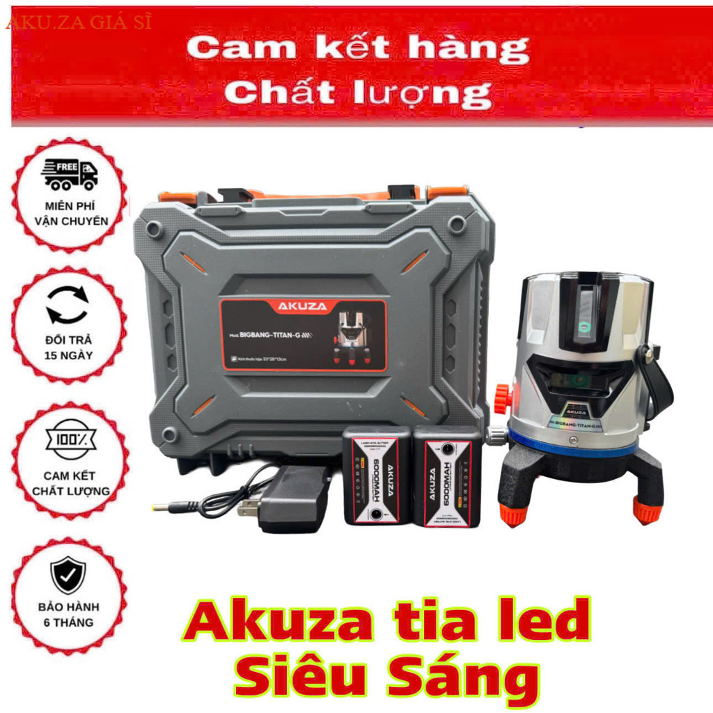 Máy cân bằng laser 5 Tia xanh AKUZA  TITAN G  Full Hộp + Phụ Kiện Bảo Hành 12 Tháng AKUZA Giá Sĩ