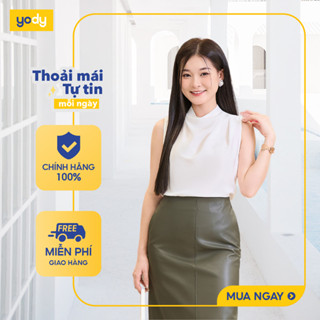  [SALE ĐG] Áo Sơ Mi Cộc Tay Nữ YODY Cổ Lọ Sát Nách Xếp Vai SCN7215