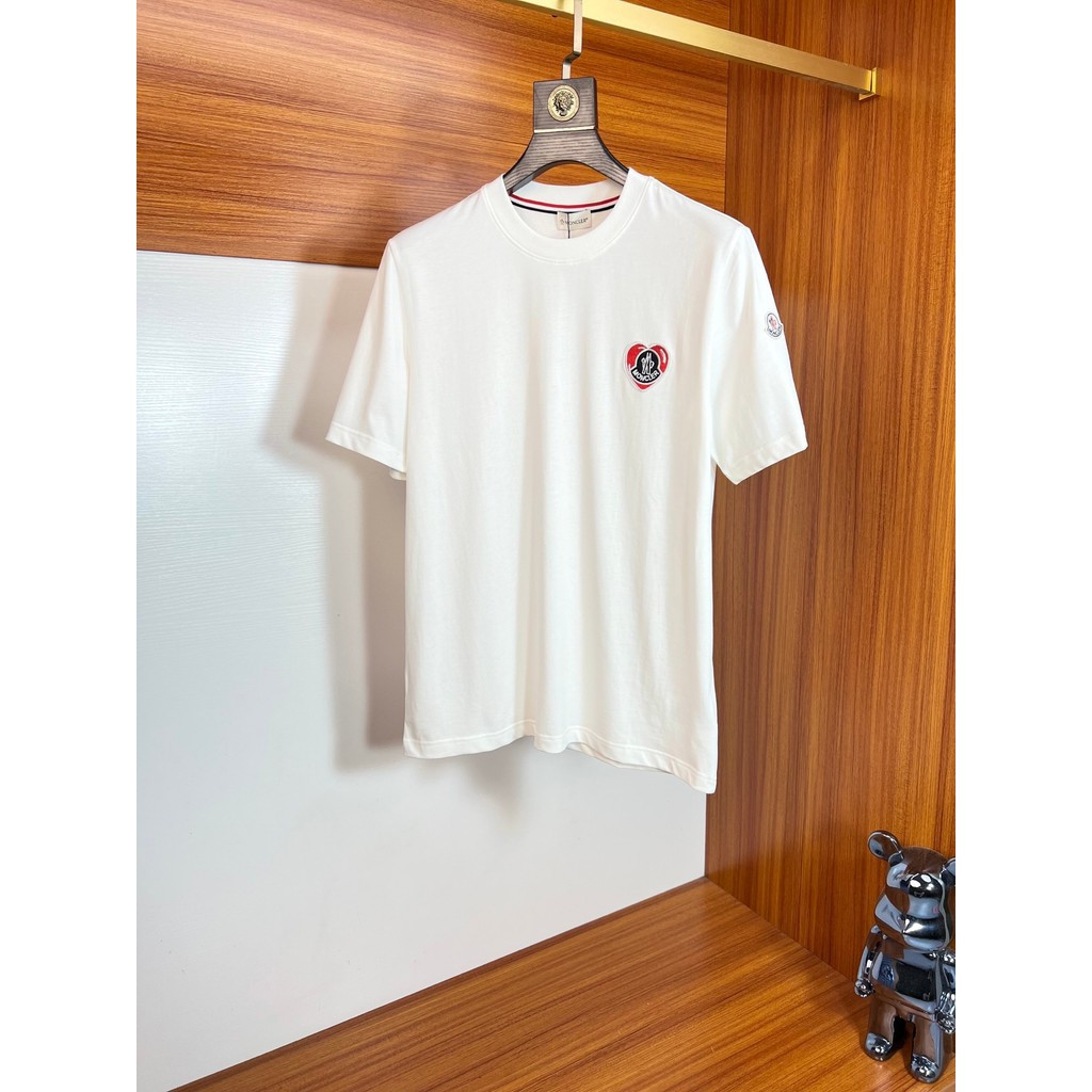 MONCLER Nam Nữ Plus Kích Thước Tay Ngắn Cặp Đôi Phong Cách Kinh Doanh Đơn Giản Cơ Bản Đáy Áo Sơ Mi T