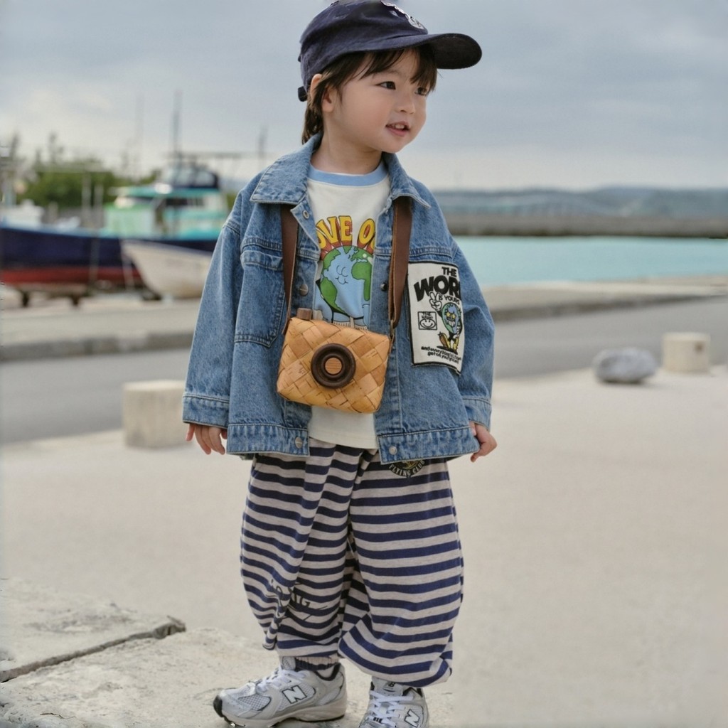 Theioioio Quần dài trẻ em 100% cotton họa tiết kẻ sọc năng động thoáng khí 2-6Y TRA20164